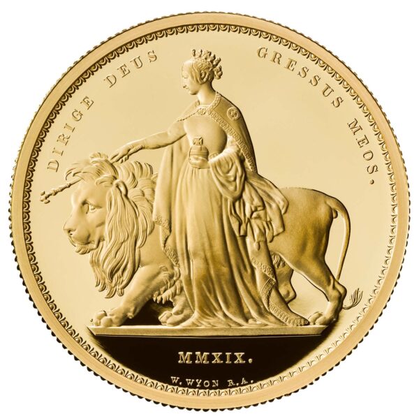 2019  Una and the Lion 2oz Gold Proof, Great Engravers, The Royal Mint, Great Britain
