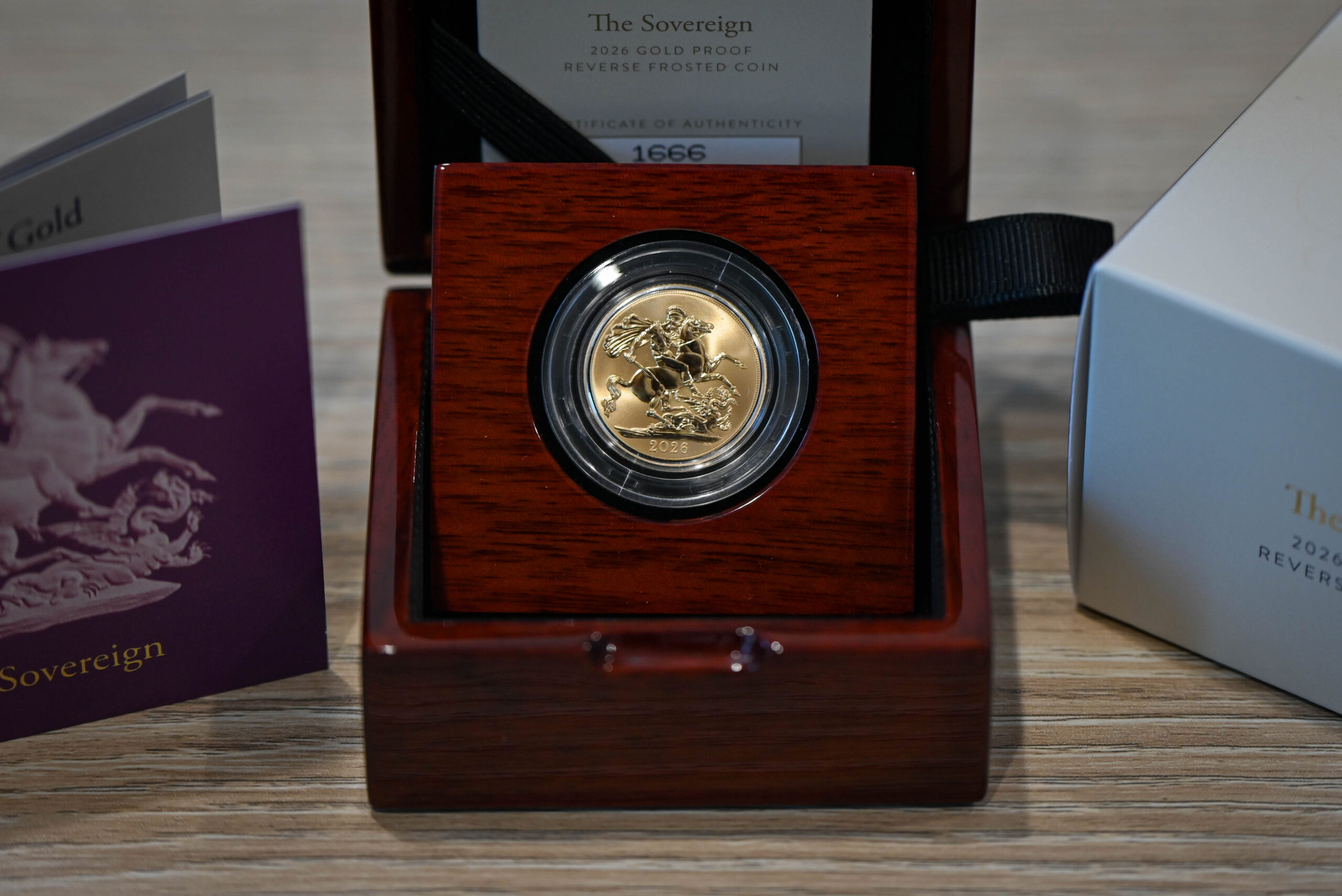 2026 Gold Proof Reverse Frosted Sovereign with Box & Coa